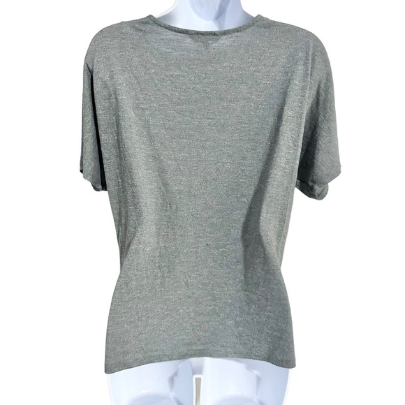 Juicy Couture Solid Gray Short Sleeve V-Neck Twist Hem T-Shirt Size XS - Picture 4 of 6